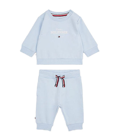 Tommy Hilfiger Crew Neck Sweatshirt and Trousers Set with Logo KN0KN01978 Light Blue