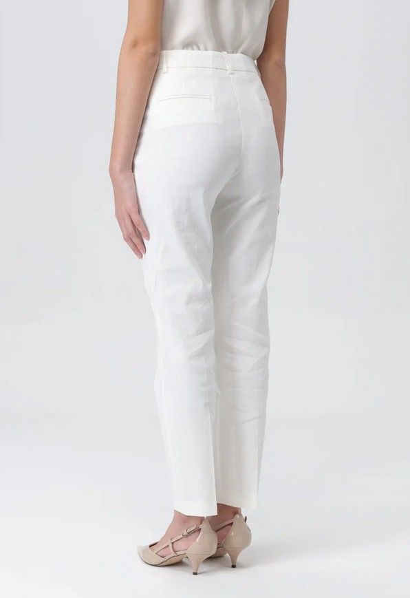 Pinko Pantalone in Lino Stretch Bello Bianco