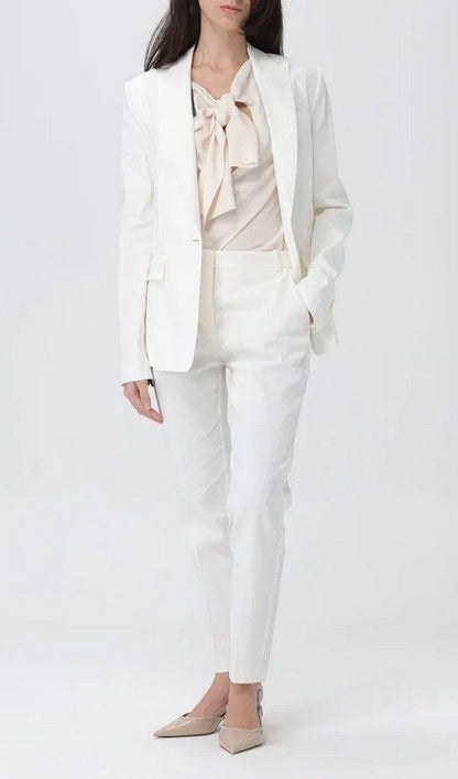 Pinko Pantalone in Lino Stretch Bello Bianco