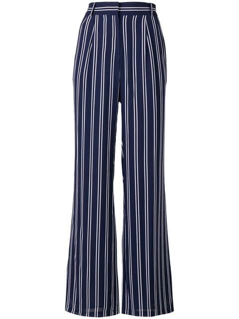 MICHAEL KORS PANTALONI PALAZZO RIGATI MH83GUZAFL BIANCO E BLU