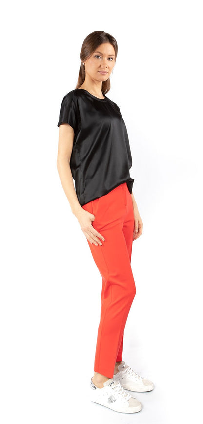 PINKO FARISA T-SHIRT IN SATIN STRETCH NERO