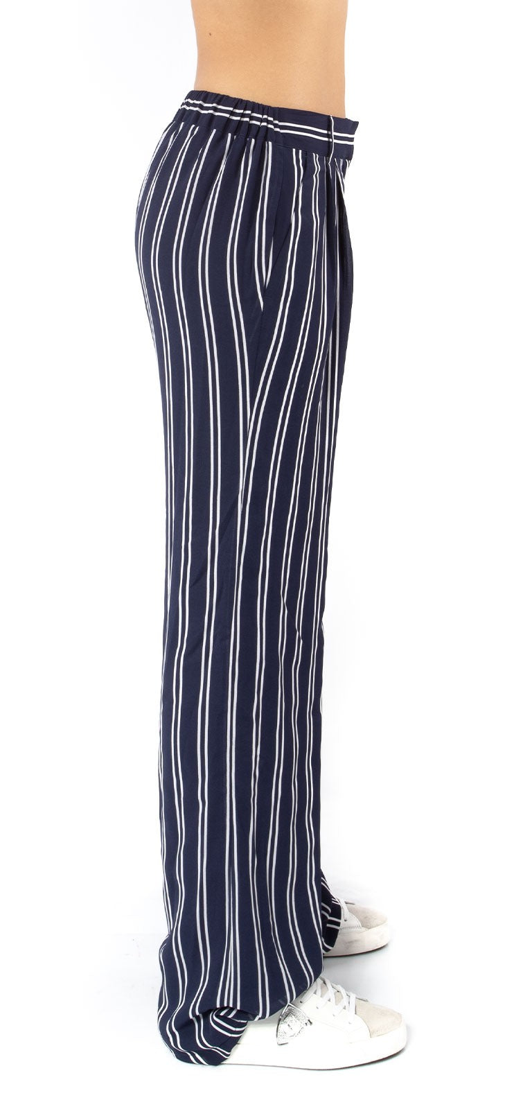 MICHAEL KORS PANTALONI PALAZZO RIGATI MH83GUZAFL BIANCO E BLU