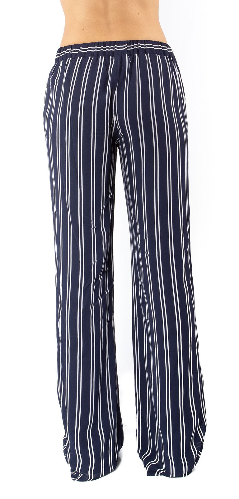 MICHAEL KORS PANTALONI PALAZZO RIGATI MH83GUZAFL BIANCO E BLU