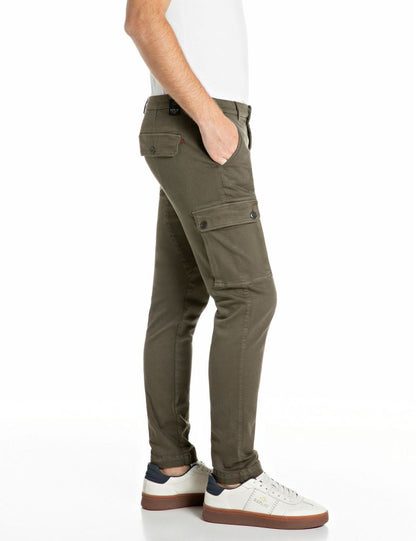 REPLAY Pantalone Cargo Jaan M9649E.000.8366197 Verde Militare