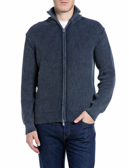 REPLAY Maglione in Cotone Full Zip UK00AV.000.7246IG Blu