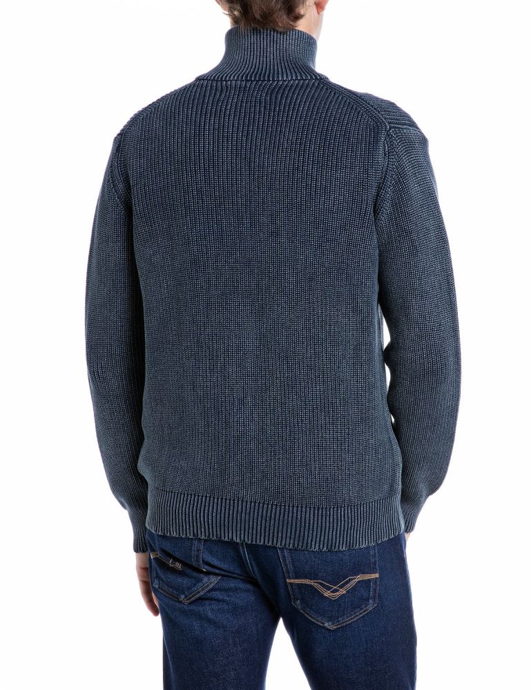 REPLAY Maglione in Cotone Full Zip UK00AV.000.7246IG Blu