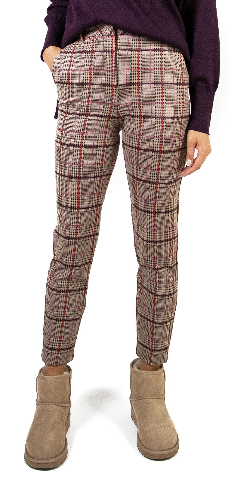 PINKO PANTALONI CHINO IN PUNTO STOFFA A FANTASIA PIED DU POULE BELLA 5 CY7