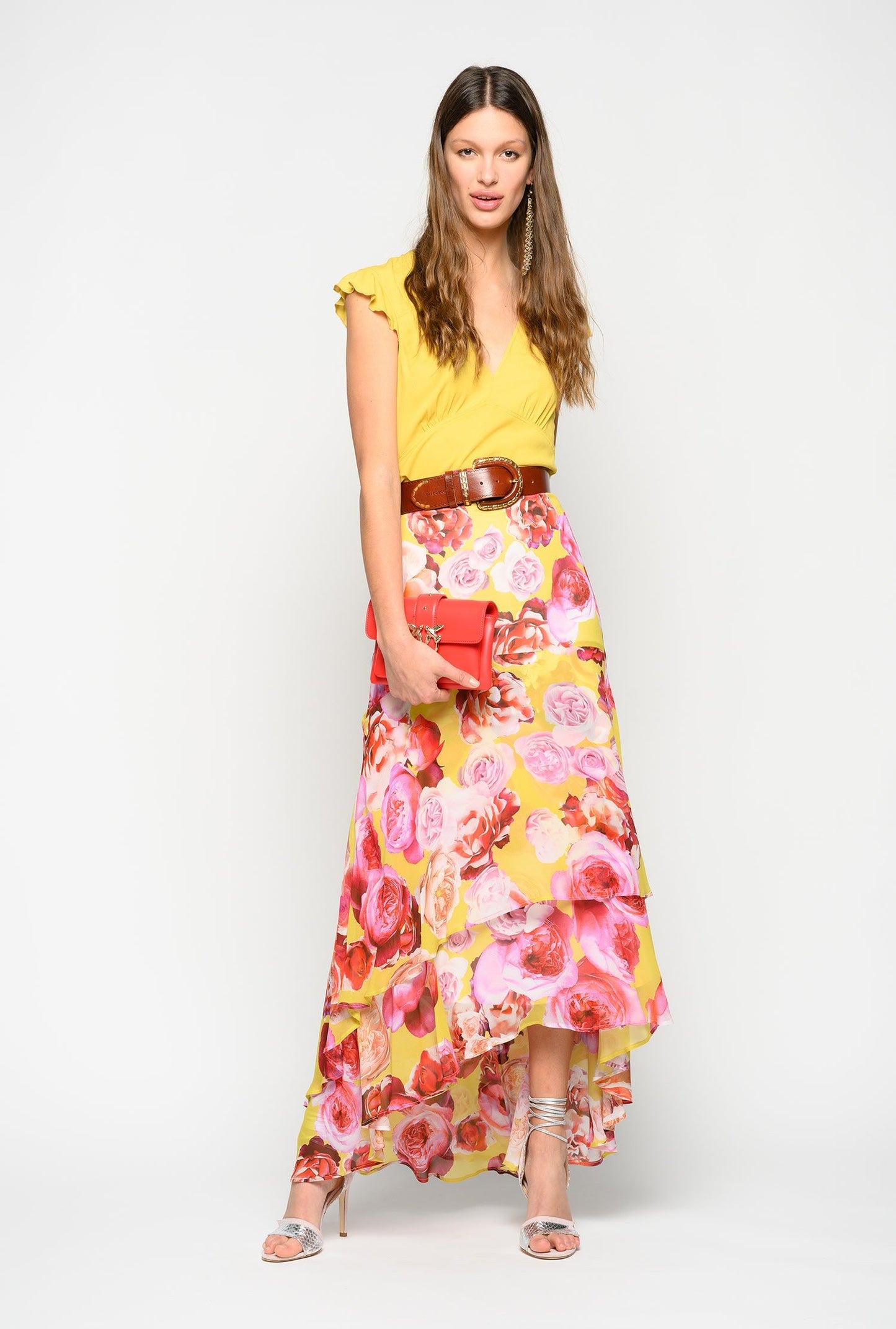 PINKO POP CORN TOP IN CREPE GIALLO