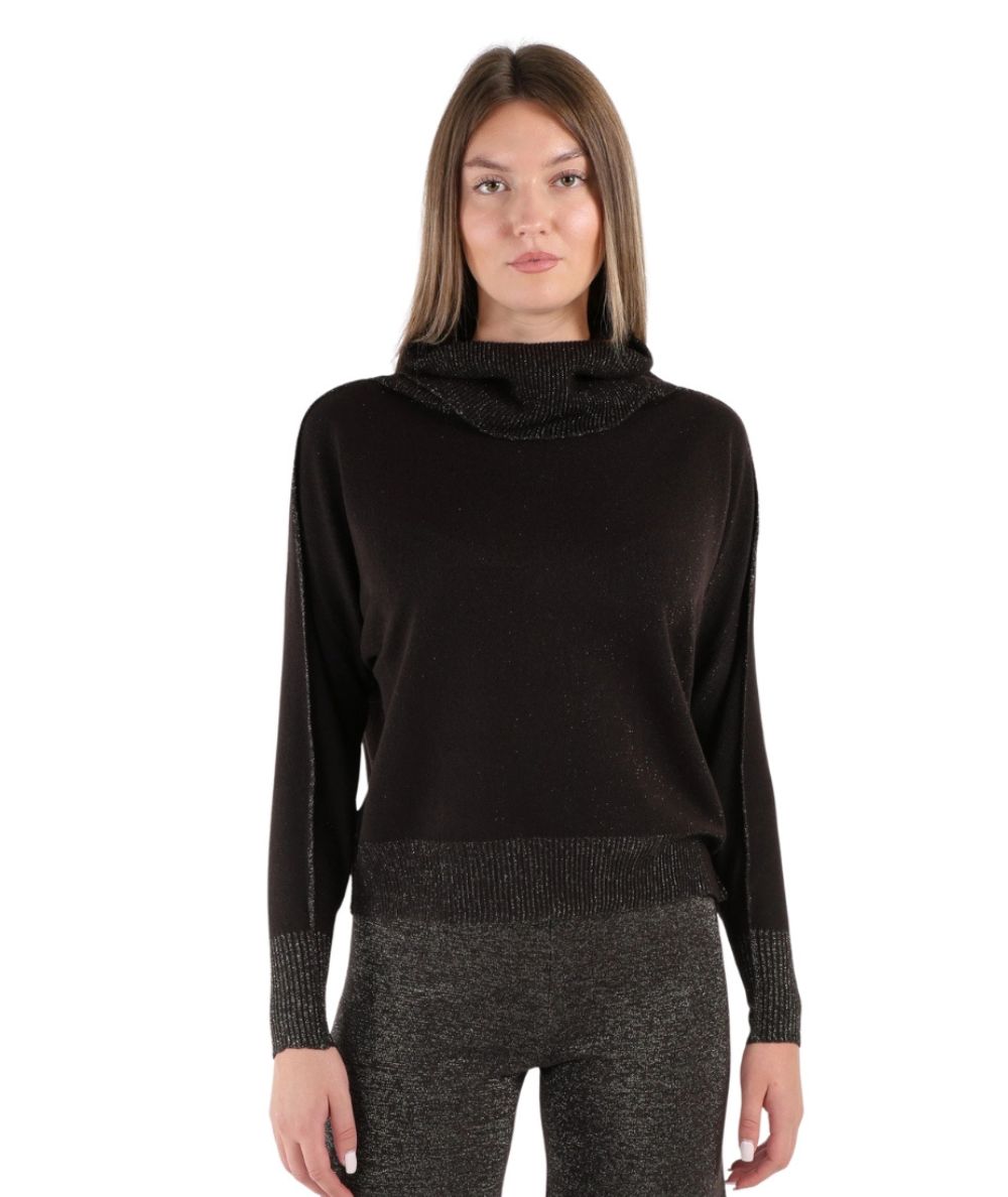 D.Exterior Maglia Lurex Reversibile con Collone 61426 Marrone