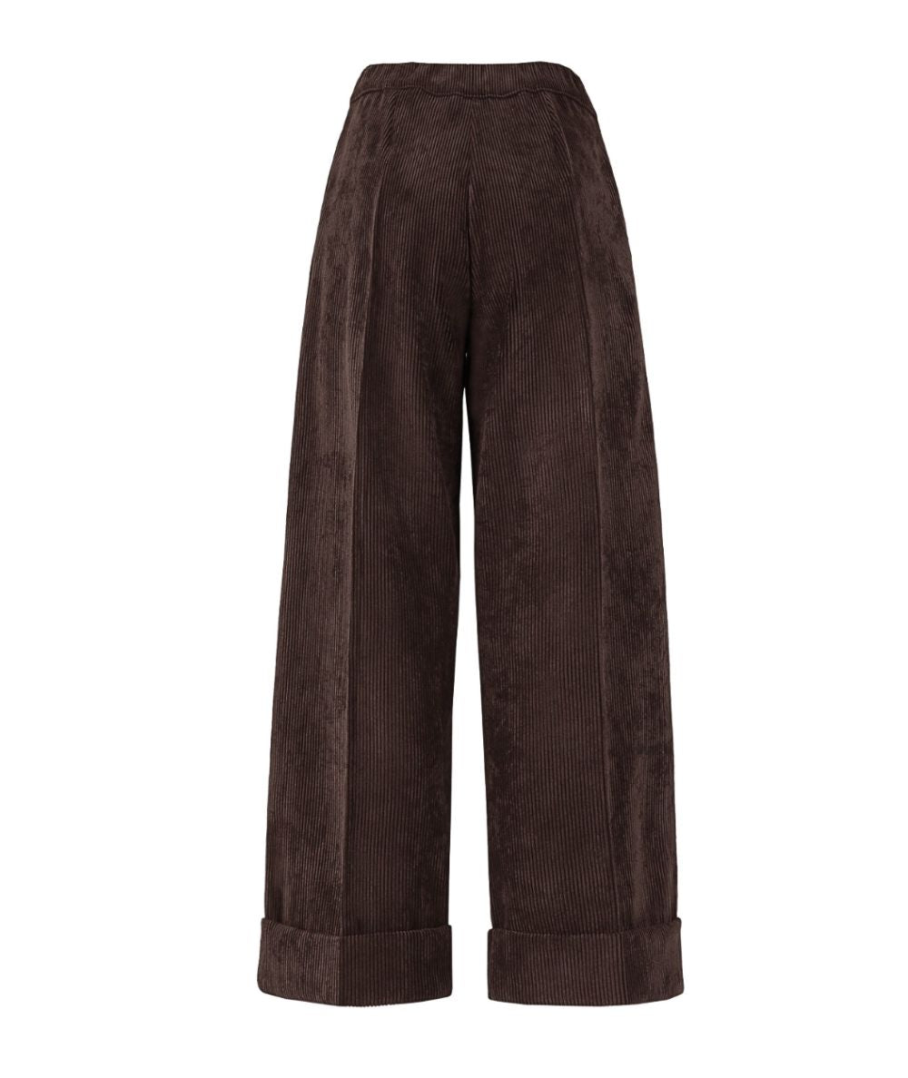 D.Exterior Pantalone Cropped in Velluto a Coste 61742 Marrone