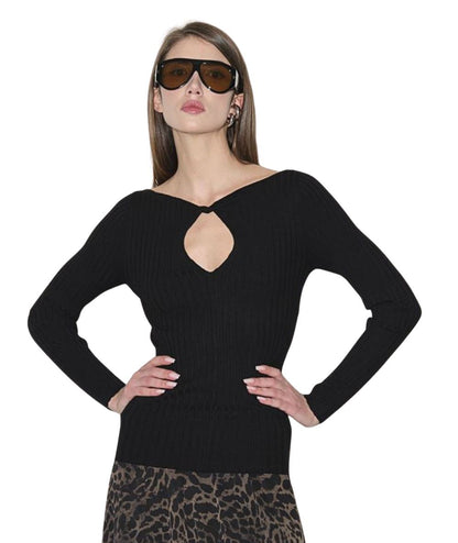 Kaos Fashion Maglia con Dettaglio Cut-Out RI1NT051 Nero