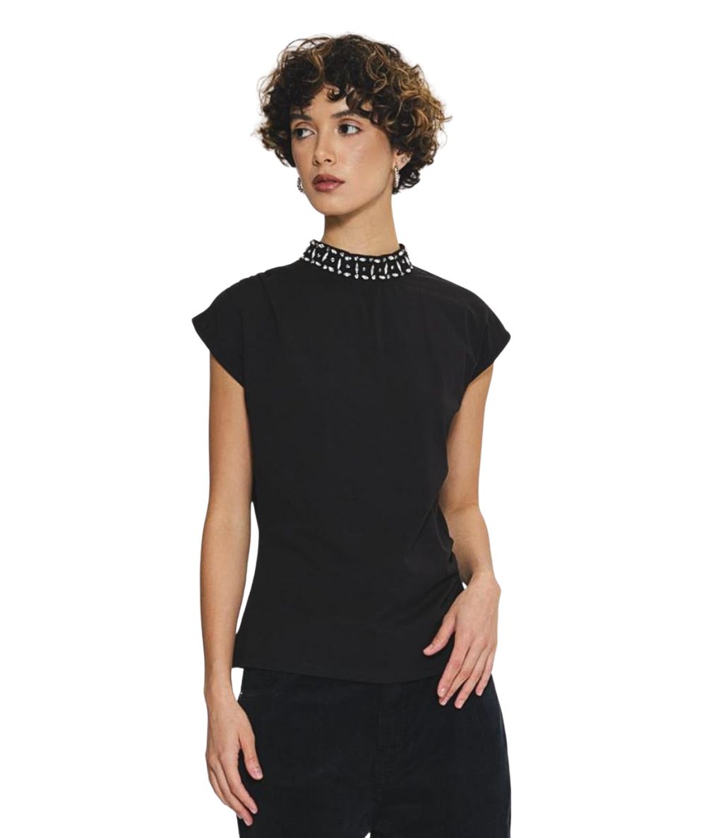 Kaos Jeans Top con Applicazioni RIJDK004 Nero