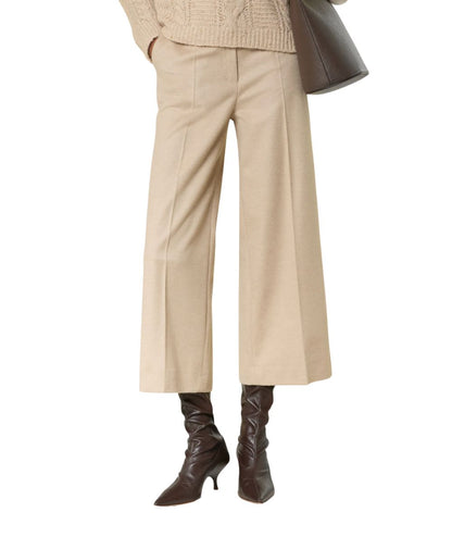 Max Mara Studio Pantaloni in Drap di Lana Marengo Beige