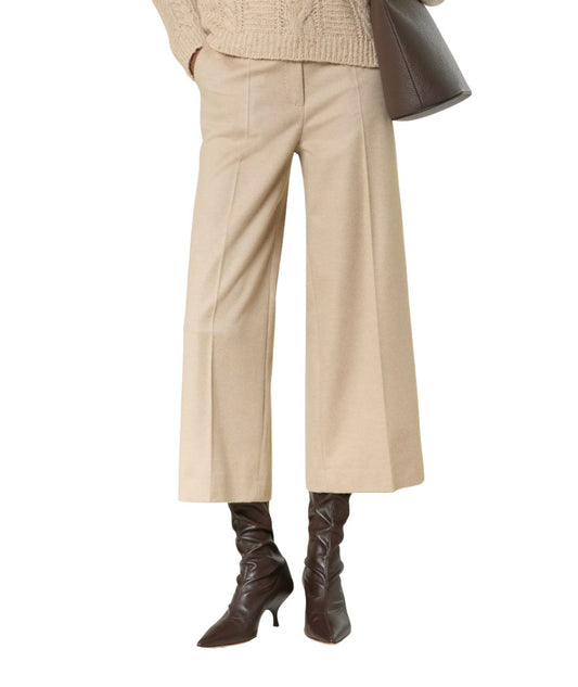 Max Mara Studio Pantaloni in Drap di Lana Marengo Beige