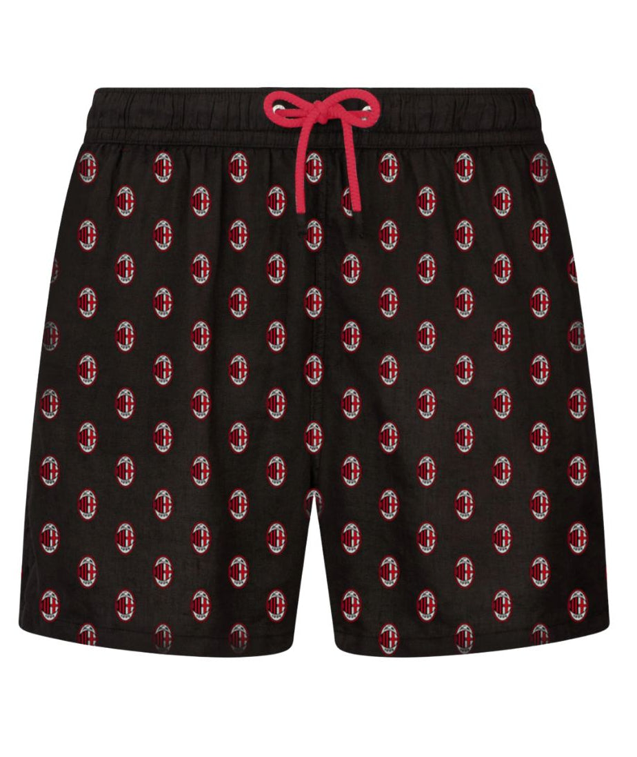 Mc2 Saint Barth Swim Shorts Lighting Micro Fantasy Milan Loghi Rosso Nero