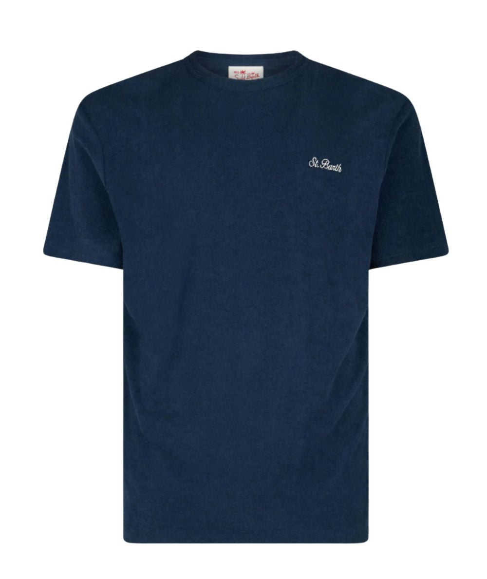 Mc2 Saint Barth T-shirt Girocollo in Spugna Gary Blu Scuro