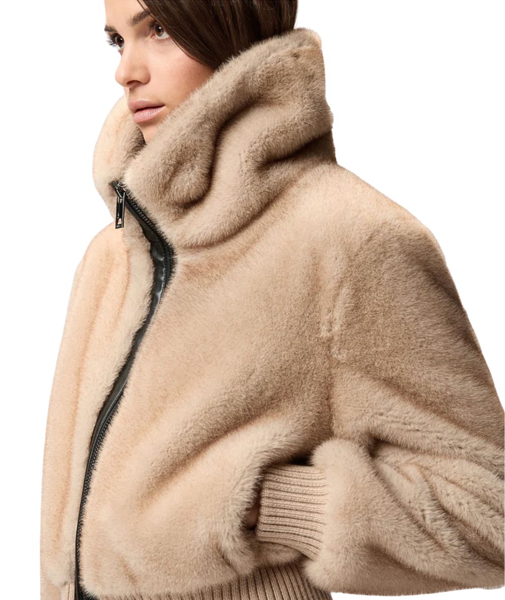 Pinko Bomber in Eco Pelliccia BAGELS Beige