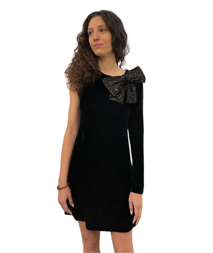 SANDRO FERRONE WOMEN'S ONE SHOULDER DRESS IN BLACK VELVET