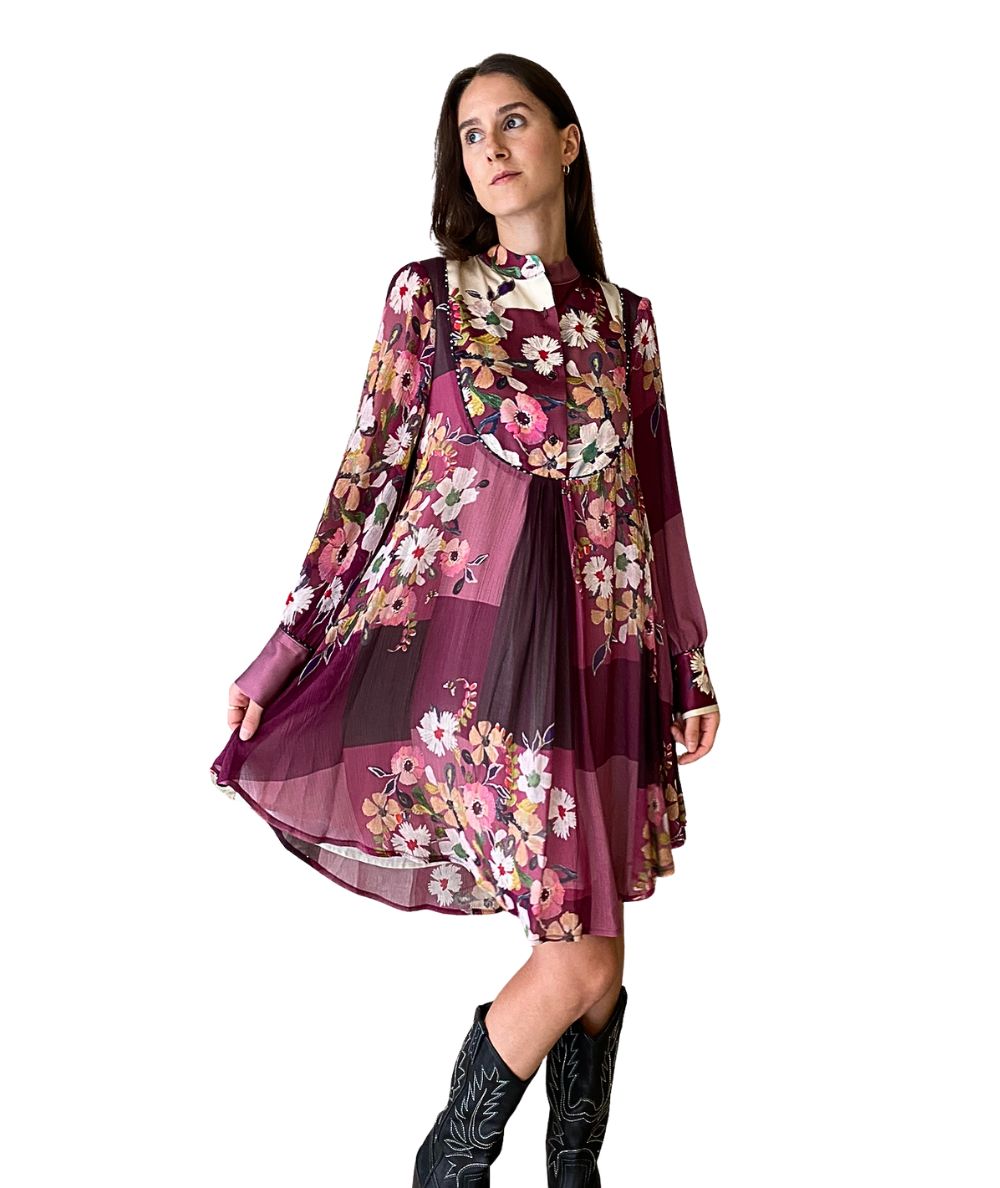 SHIRTAPORTER Abito Corto Mix Fantasia Bouquet DR3701CRP