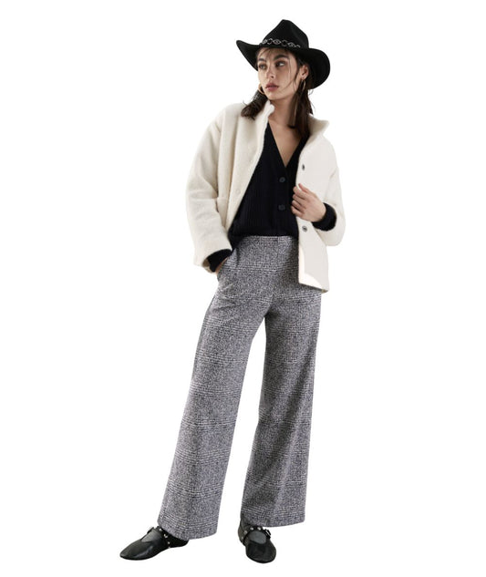 VICARIO CINQUE Pantalone a Gamba Larga Pied du Poule PADOVATL3530 Grigio