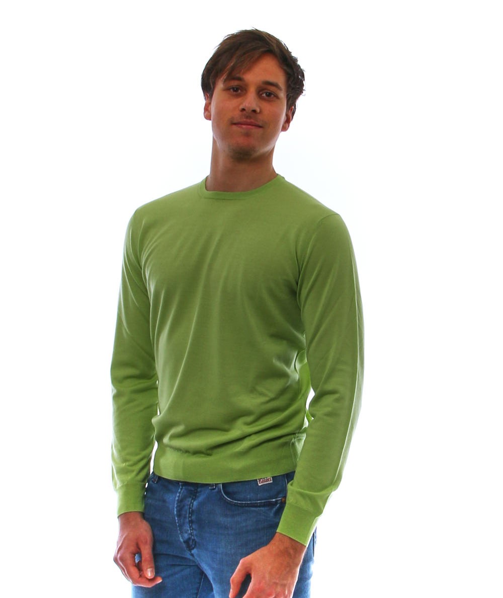 FILIPPO DE LAURENTIIS PULLOVER GIROCOLLO IN LANA MISTO SETA E CASHMERE GC11ML LSC18R VERDE PASTELLO