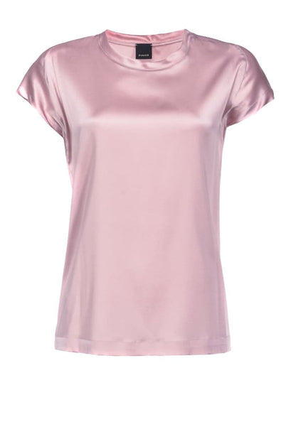 PINKO FARISA T-SHIRT IN SATIN STRETCH ROSA