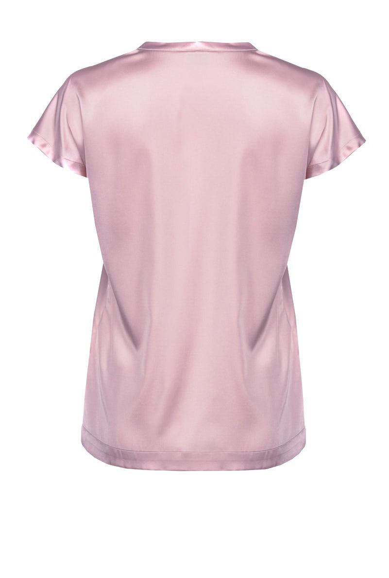 PINKO FARISA T-SHIRT IN SATIN STRETCH ROSA