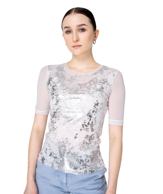 D.Exterior T-Shirt in Toulle 60752 Weiß Silber