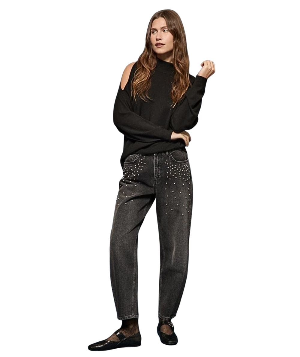 Kaos Denim Jeans Baloon con Applicazioni RI6DK003 Nero Lavato