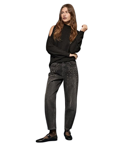 Kaos Denim Jeans Baloon con Applicazioni RI6DK003 Nero Lavato