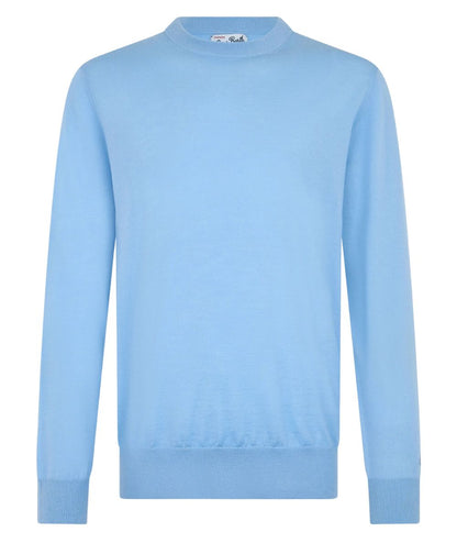 MC2 SAINT BARTH CREW NECK SWEATER IN REGENT-LIGHT WOOL BLUE