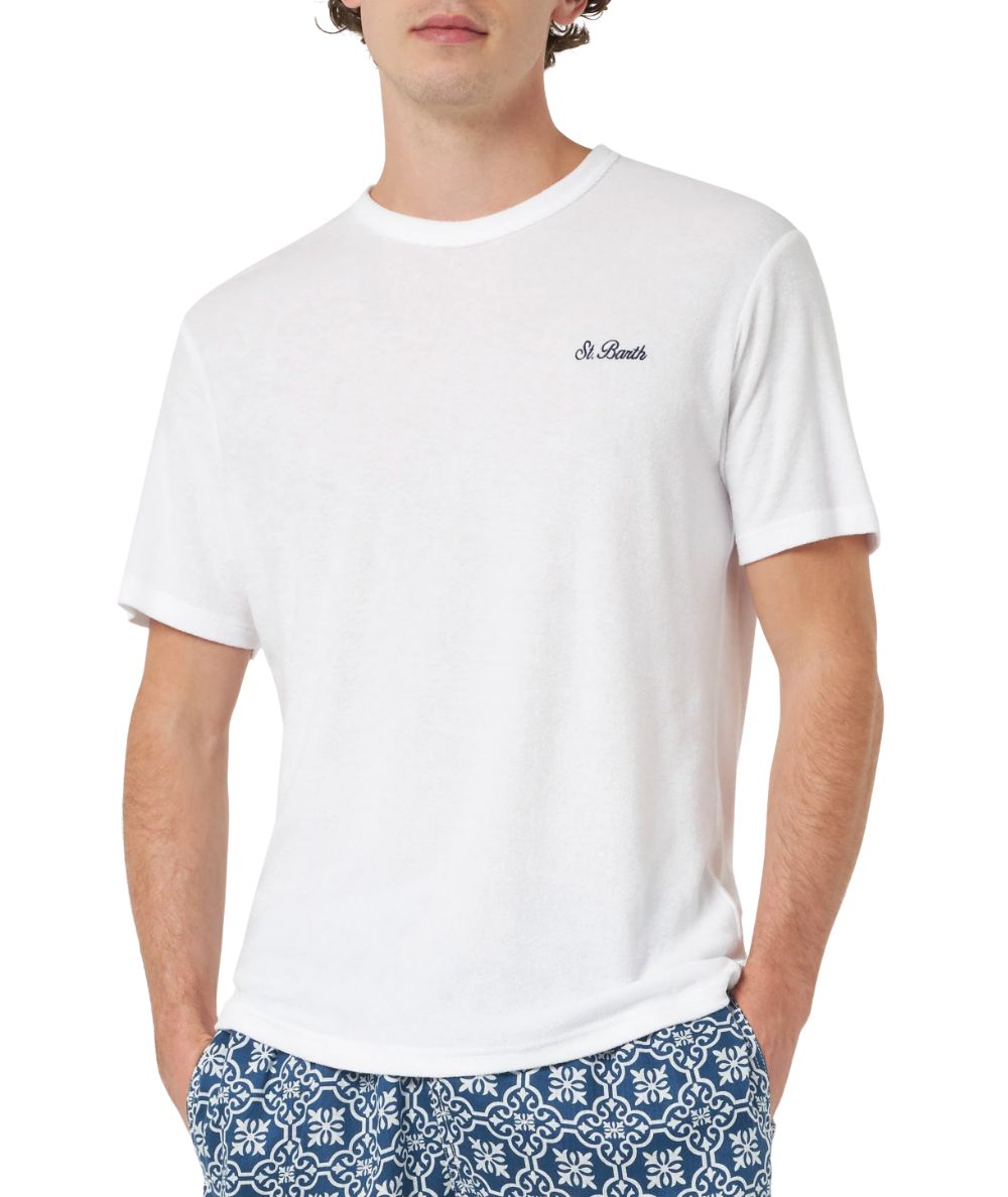 Mc2 Saint Barth T-shirt Girocollo in Spugna Gary Bianco