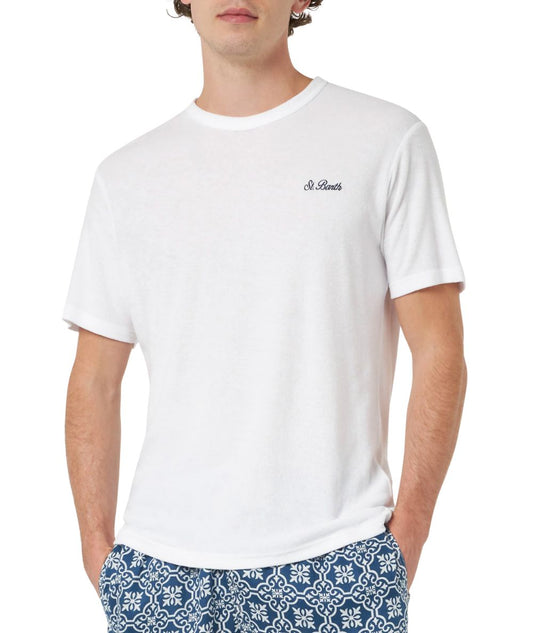 Mc2 Saint Barth T-shirt Girocollo in Spugna Gary Bianco