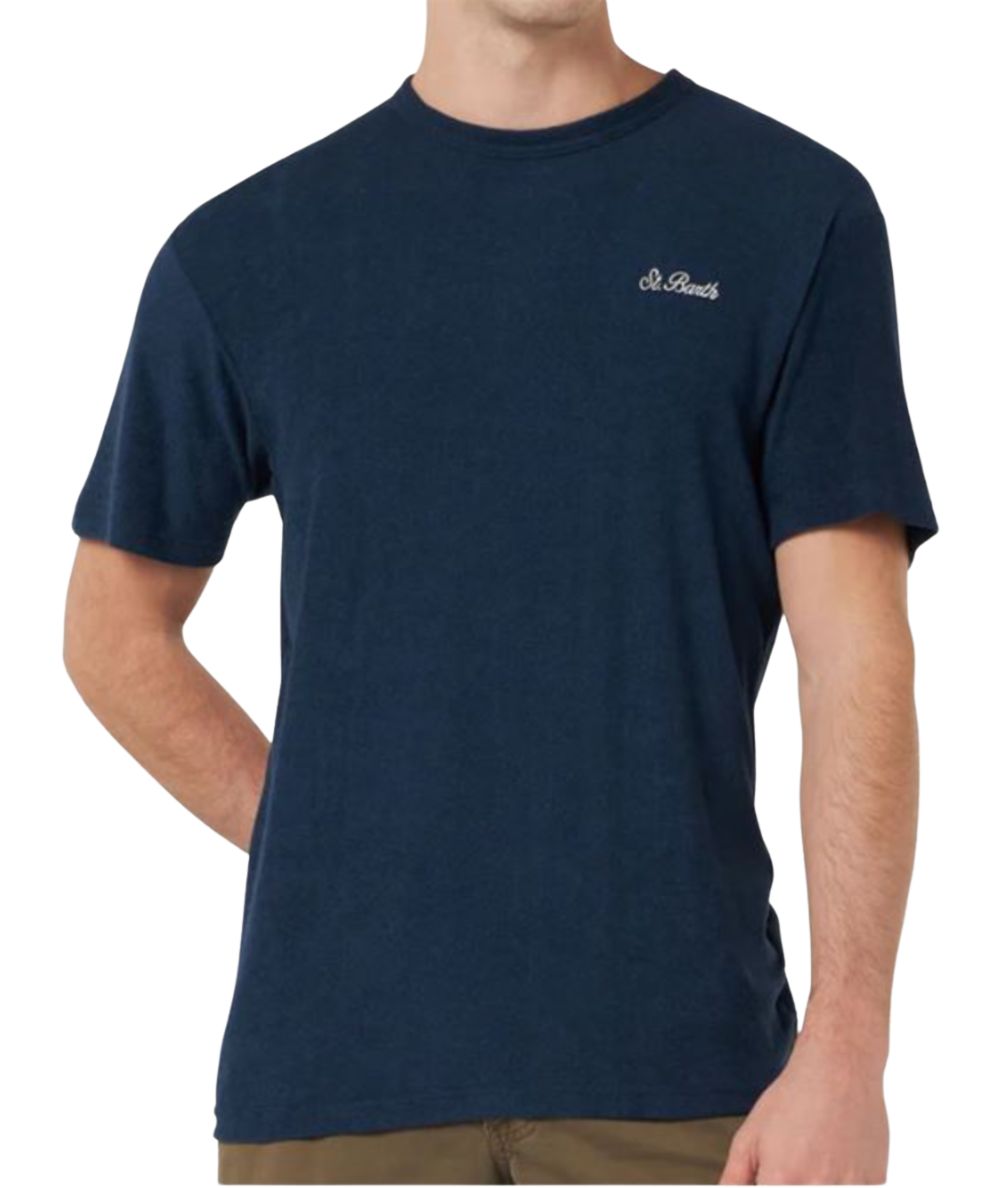 Mc2 Saint Barth T-shirt Girocollo in Spugna Gary Blu Scuro