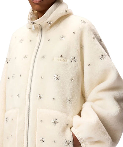 Pinko GRACIANA Fleece Bomber Jacket with White Appliques