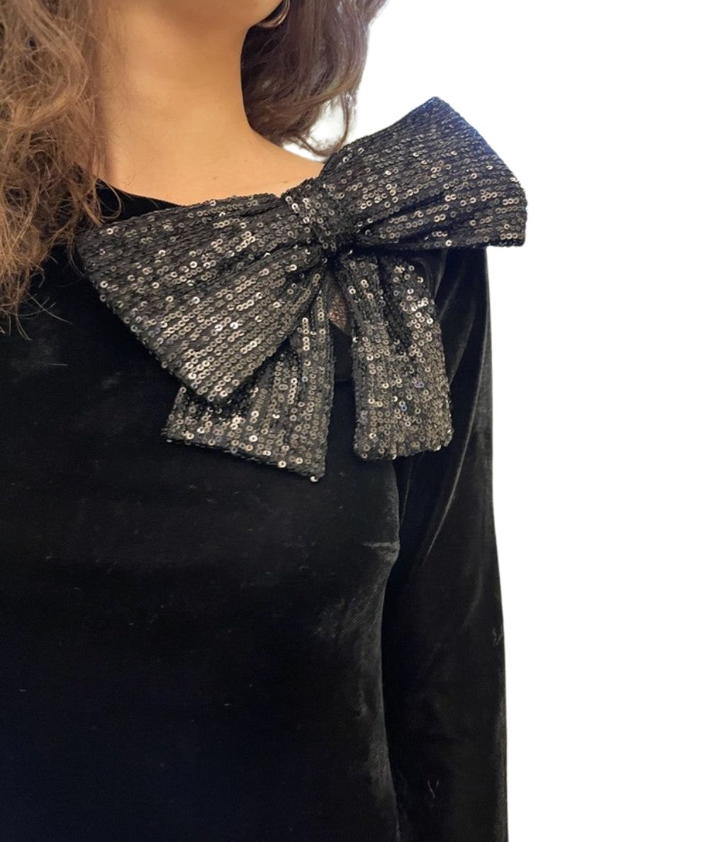 SANDRO FERRONE WOMEN'S ONE SHOULDER DRESS IN BLACK VELVET