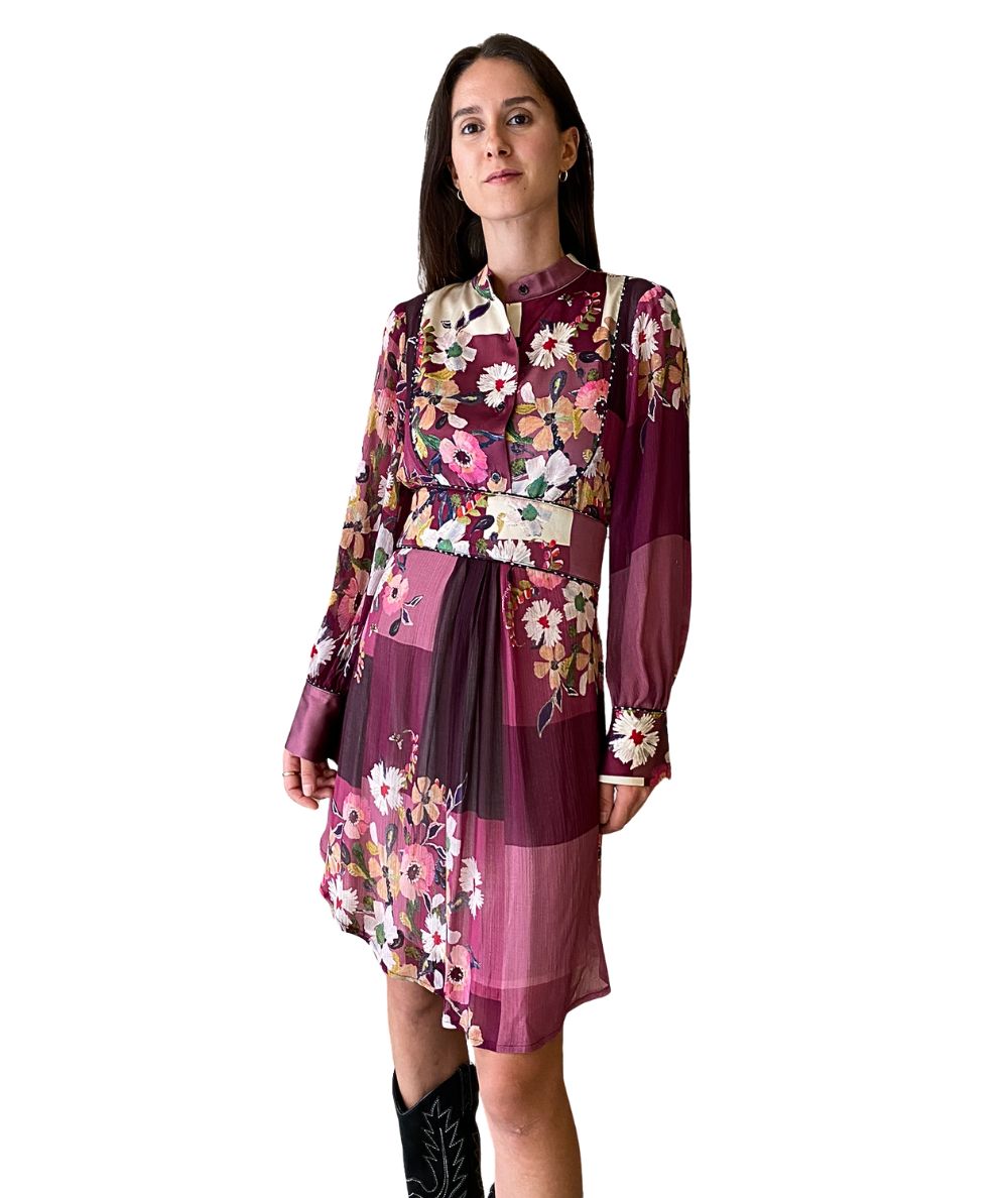 SHIRTAPORTER Abito Corto Mix Fantasia Bouquet DR3701CRP