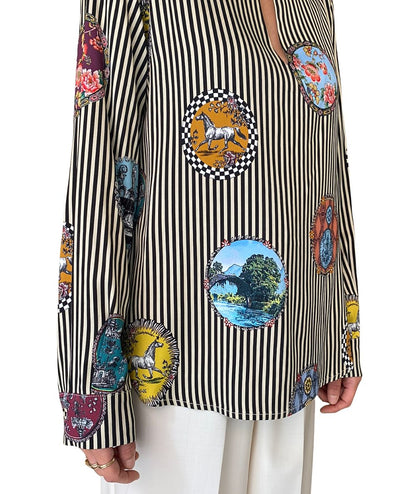 SHIRTAPORTER Blusa in Raso Fantasia Cammei SH3765