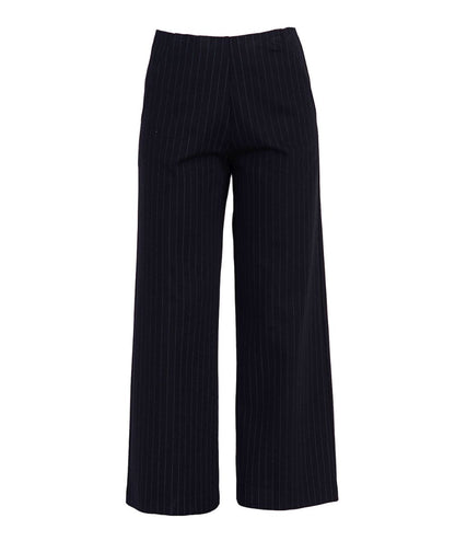 Vicario Cinque Pantalone a Gamba Larga Gessato PADOVATL3057 Nero