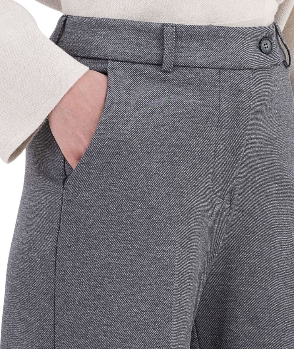 Vicario Cinque Pantaloni a Palazzo in Punto Milano Diagonale PARTES432 Grigio