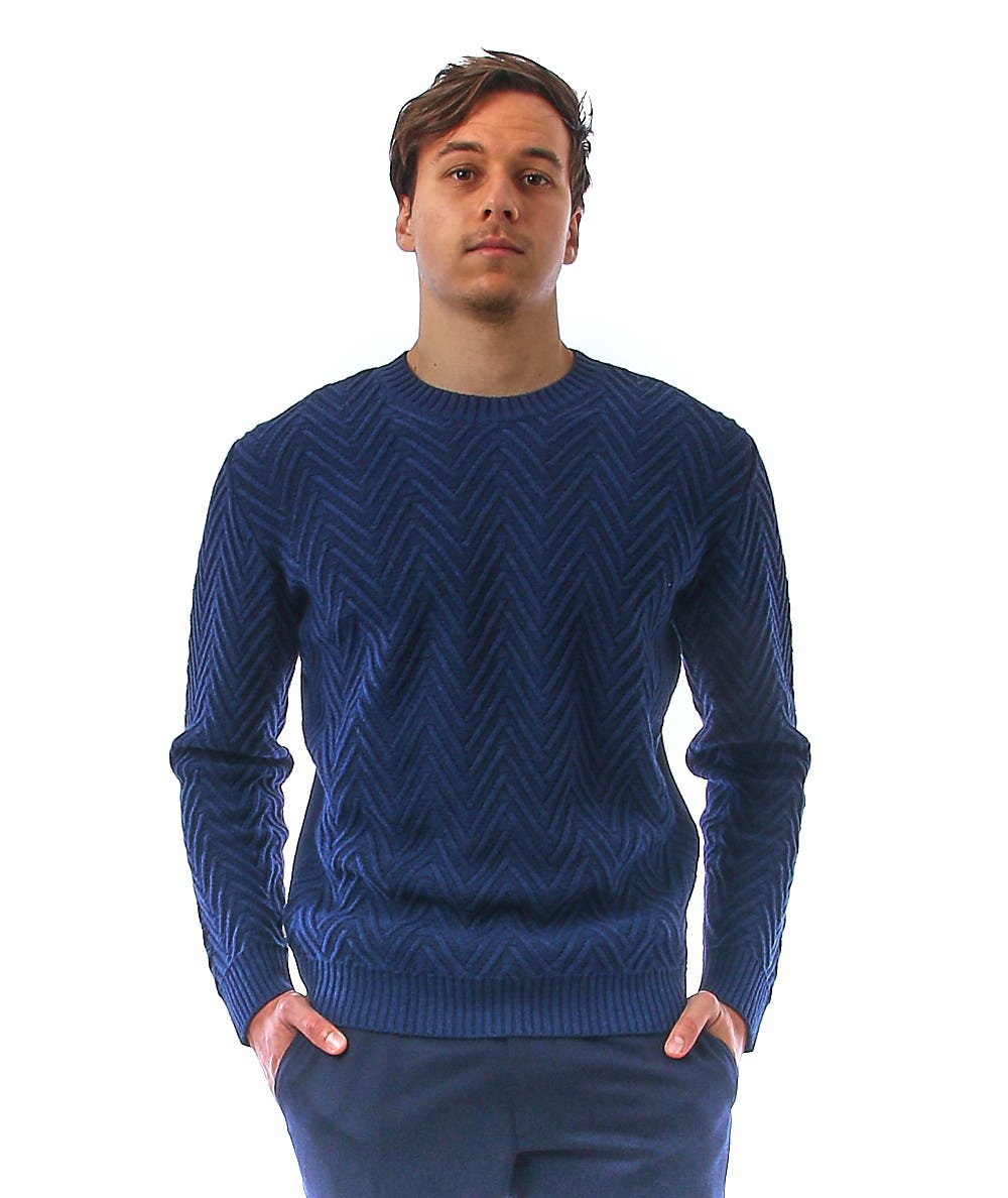 KANGRA MAGLIONE DA UOMO GIROCOLLO LOSANGHE BLU