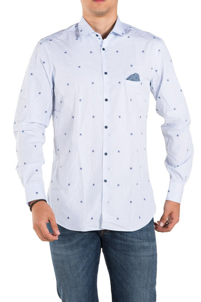 Aglini Camicia Microfantasia Blu