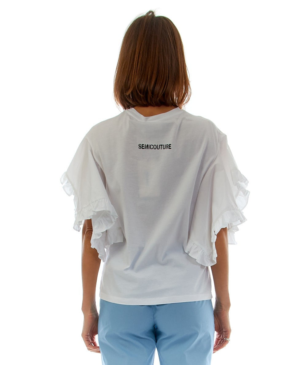 SEMICOUTURE T-SHIRT GINETTE Y2SK13 BIANCO