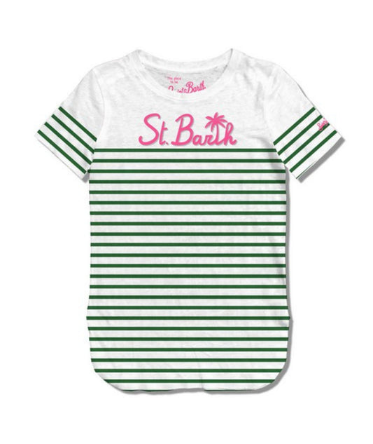 MC2 SAINT BARTH T-SHIRT DANA A RIGHE BIANCO VERDE