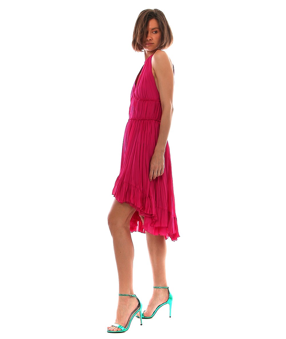 TWINSET ABITO MIDI CON PLISSÈ IRREGOLARI 221TT2475 FUCHSIA