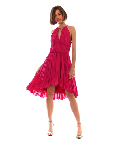 TWINSET ABITO MIDI CON PLISSÈ IRREGOLARI 221TT2475 FUCHSIA