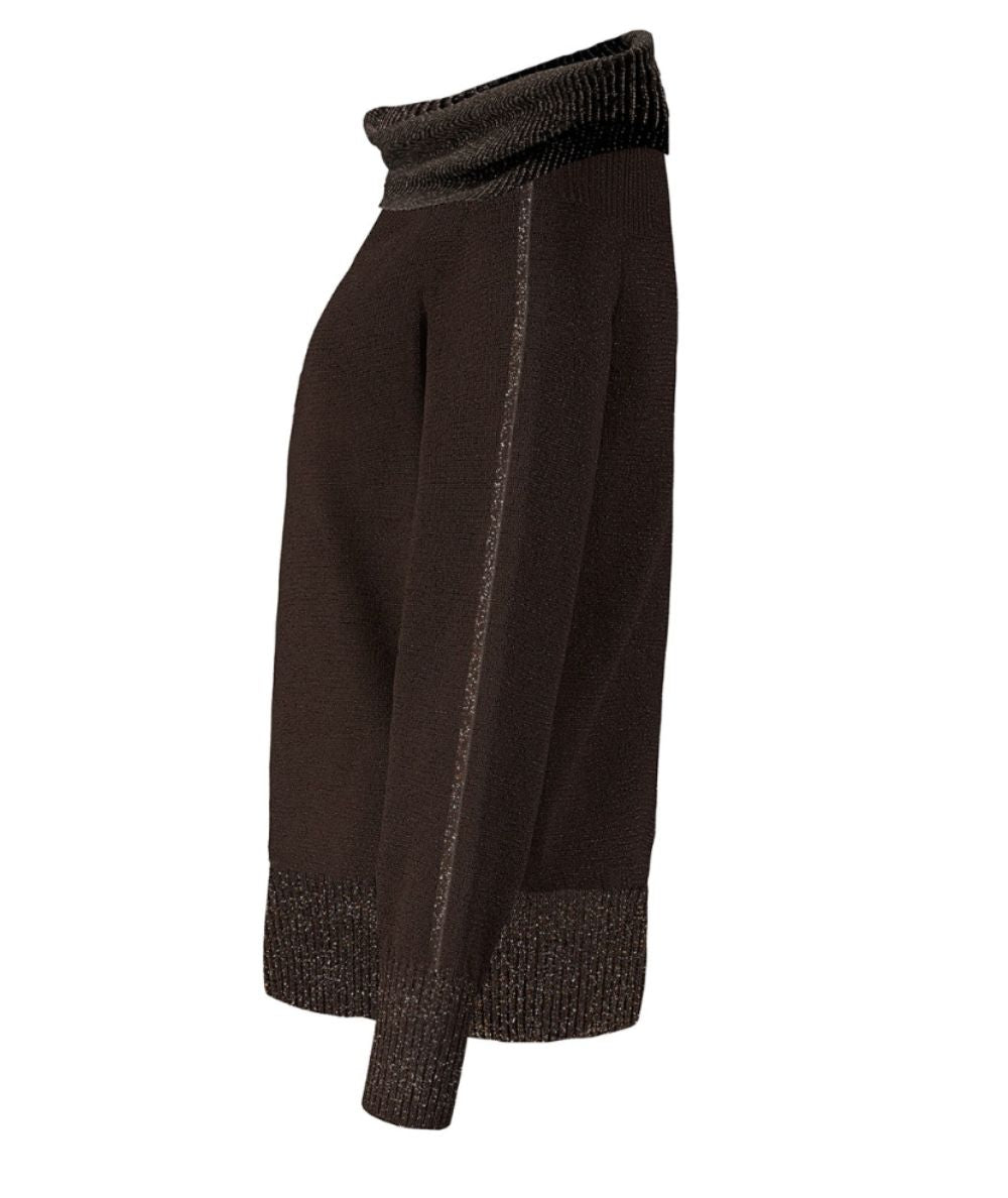 D.Exterior Maglia Lurex Reversibile con Collone 61426 Marrone