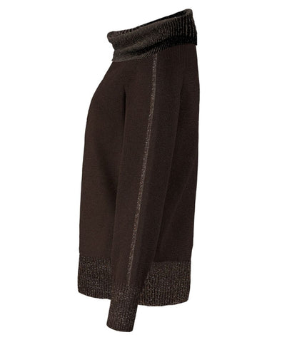 D.Exterior Maglia Lurex Reversibile con Collone 61426 Marrone