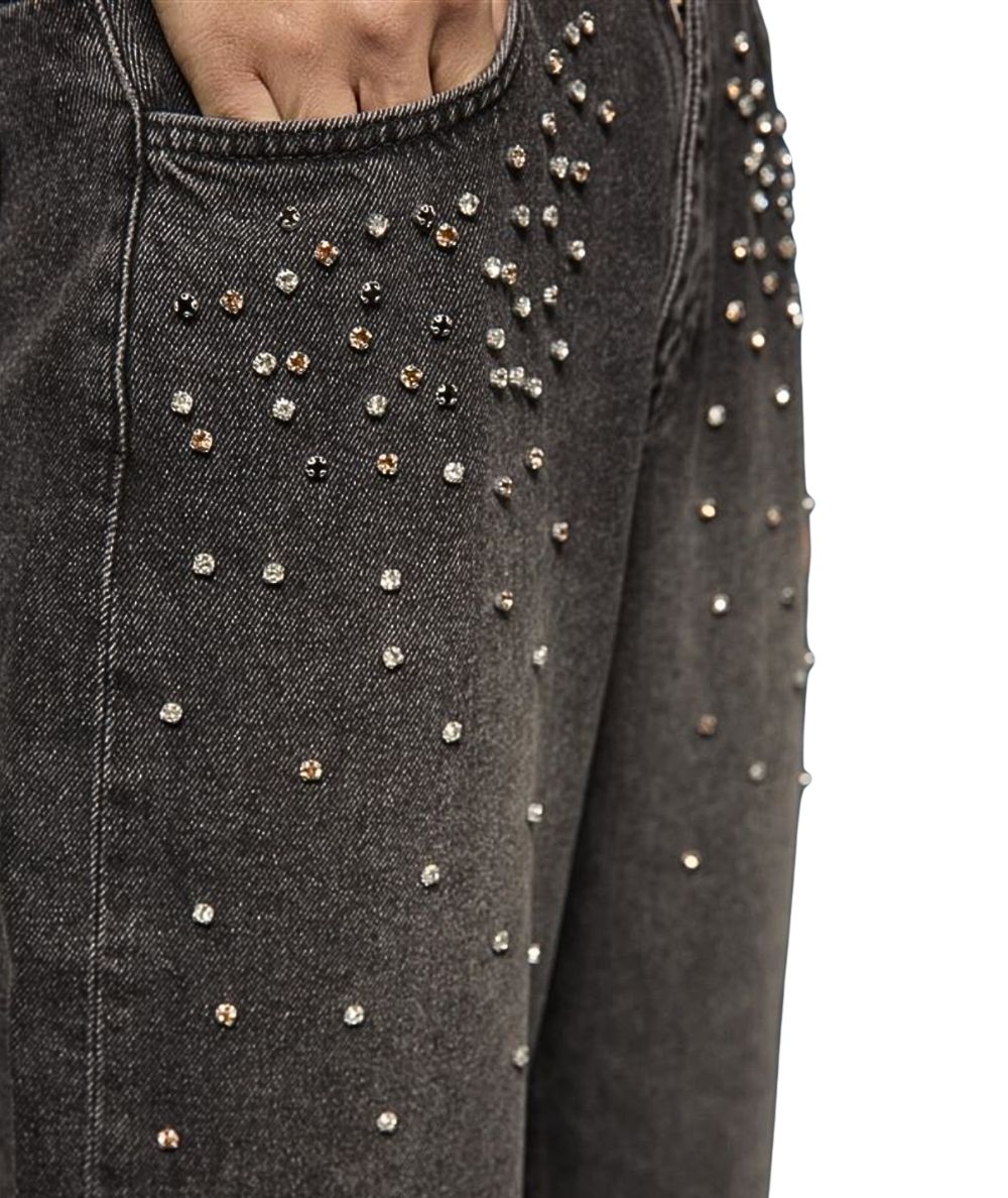 Kaos Denim Jeans Baloon con Applicazioni RI6DK003 Nero Lavato