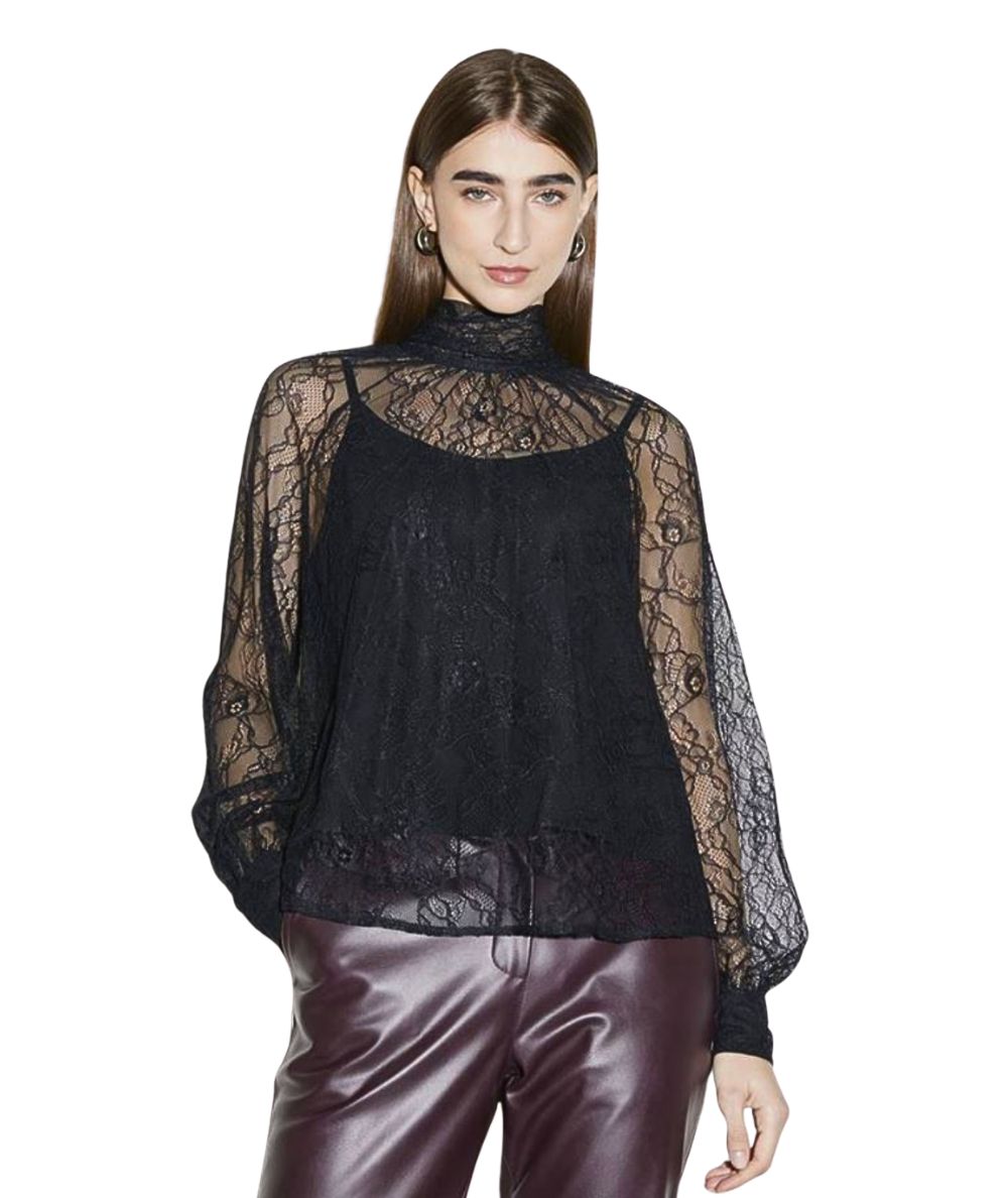 Kaos Fashion Blusa in Pizzo RI1TZ002 Nero